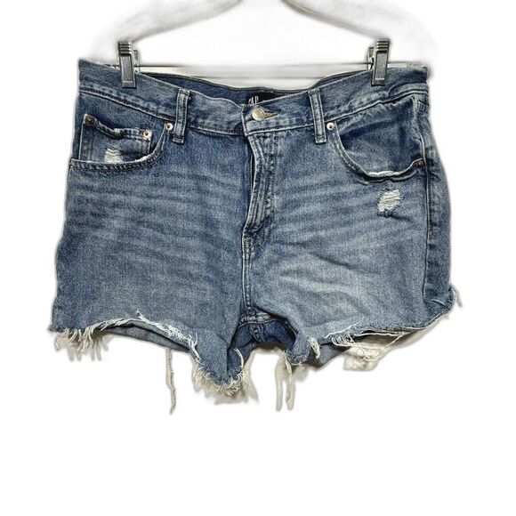 Gap Jean Shorts Stride High Rise Cutoff Medium Light Wash Denim Women sz 30 - Picture 1 of 11